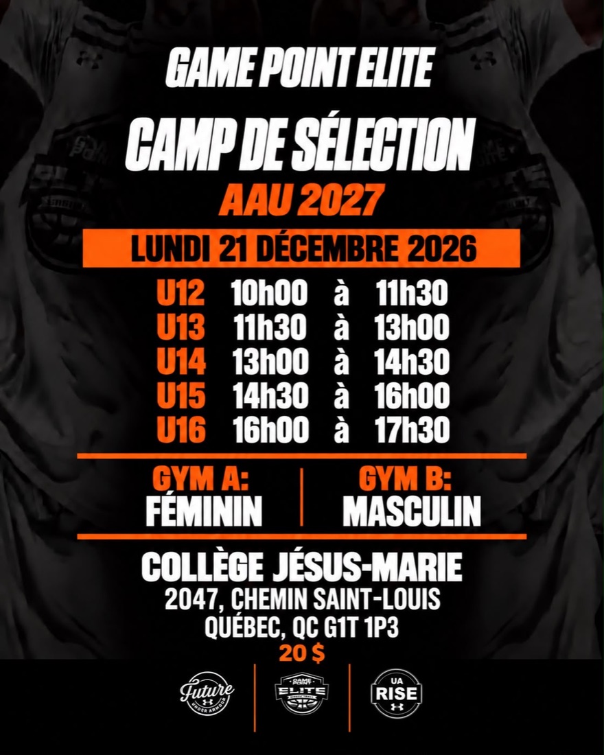 Game Point Elite — Camp de sélection AAU 2027, lundi 21 décembre 2026