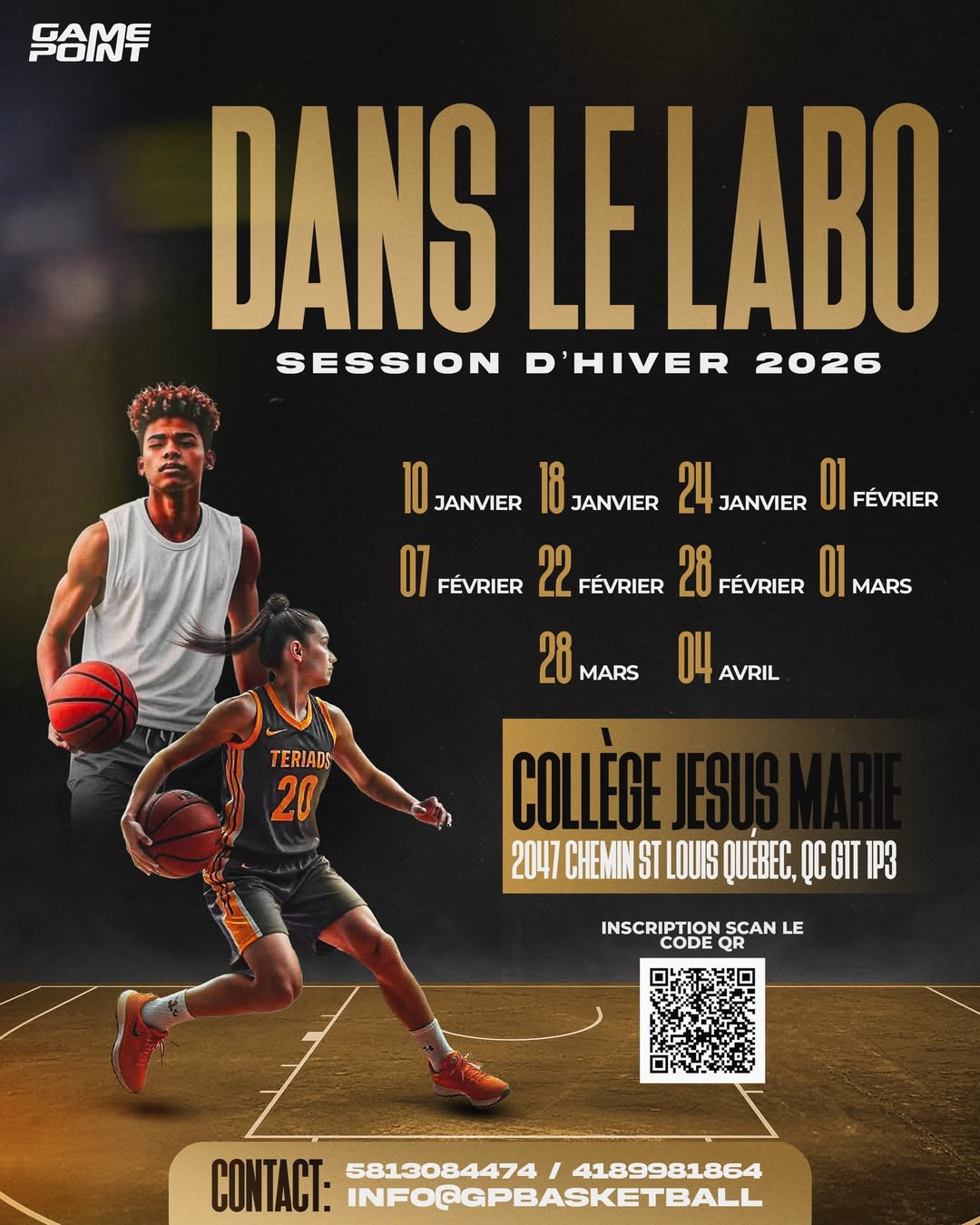 Dans Le Labo — Session d'hiver 2026, entraînements au Collège Jésus-Marie de Québec